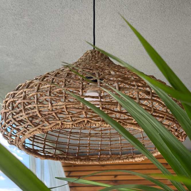 Duża lampa rattanowa na taras Mira naturalna 02
